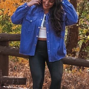 Purple Corduroy Button-Up Shirt